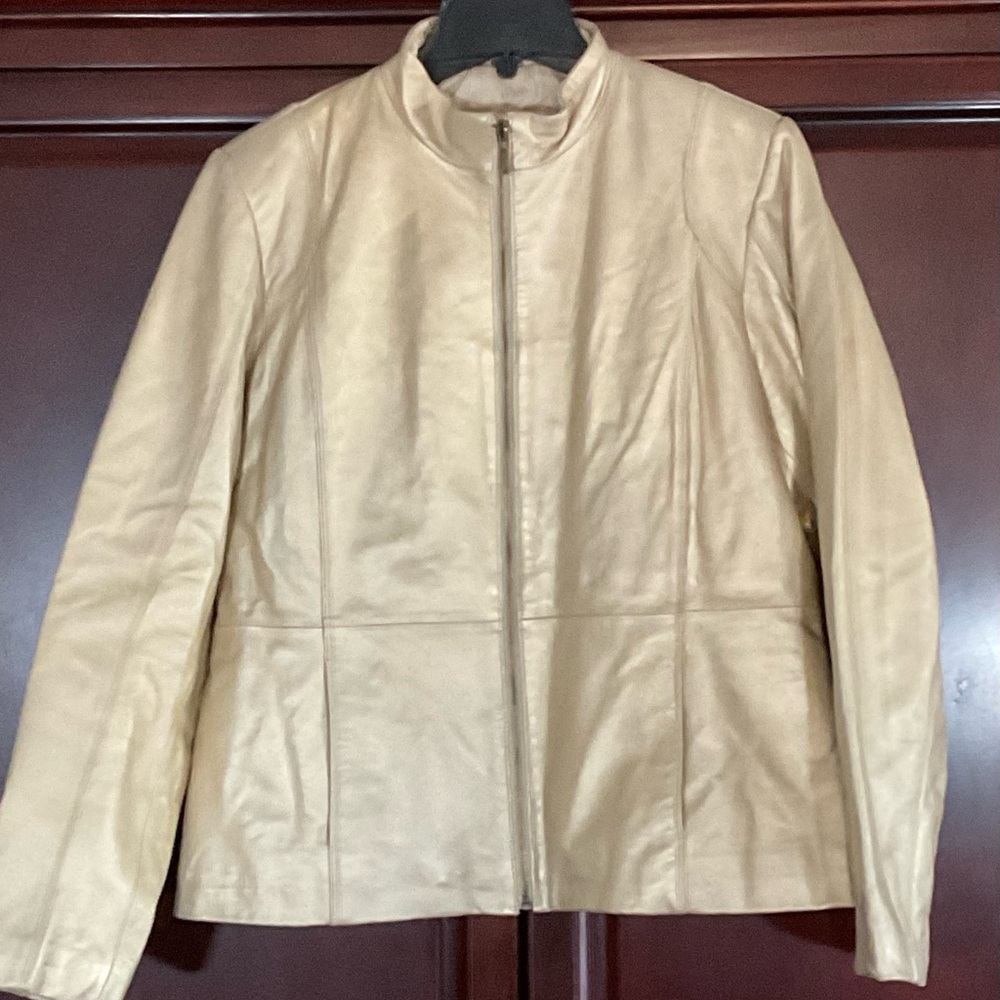 Vintage Raffaelo Leather Light Gold Metallic Jacket